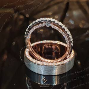 Nhẫn cưới kim cương mix màu