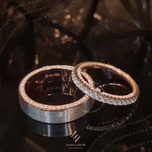 Nhẫn cưới kim cương mix màu